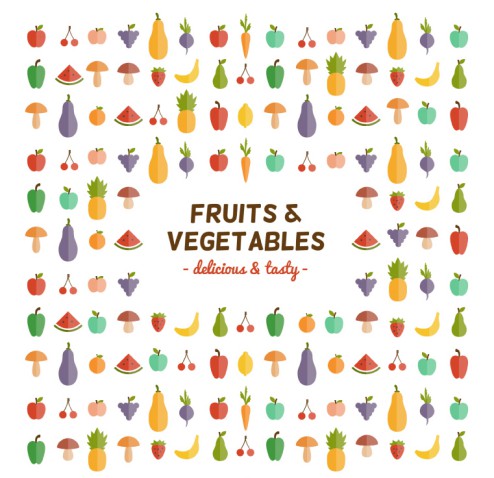 清新水果与蔬菜无缝背景矢量图16图库网精选