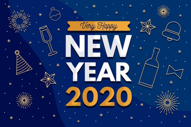 2020年金色新年快乐贺卡矢量图素材中国网精选