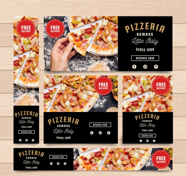 5款美味披萨宣传banner矢量素材16图库网精选