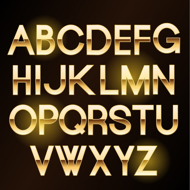 26款金色大写字母矢量素材16素材网精选