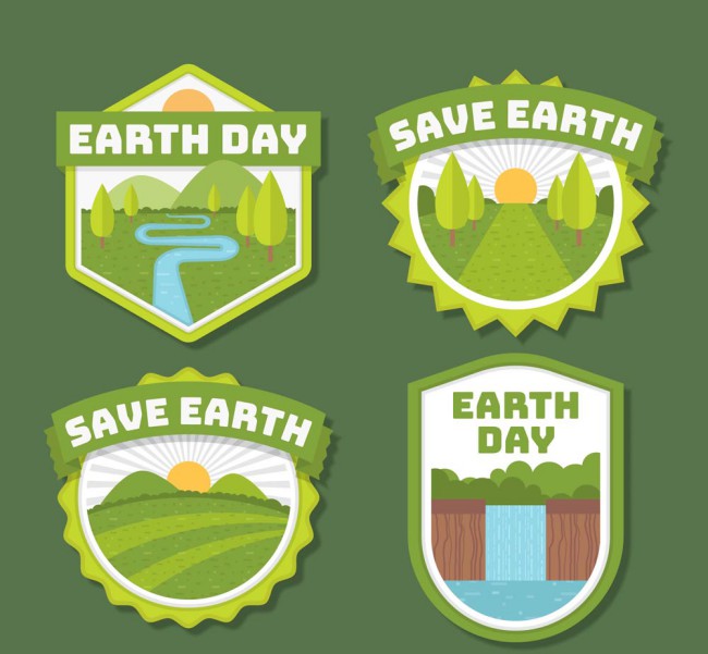 4款绿色世界地球日标签矢量素材16图库网精选