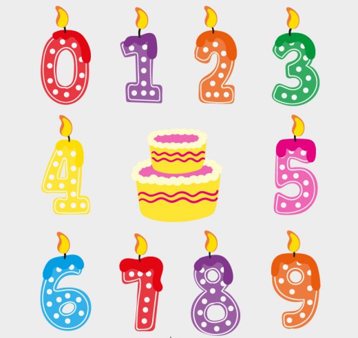 10款生日蛋糕数字蜡烛设计矢量素材16图库网精选