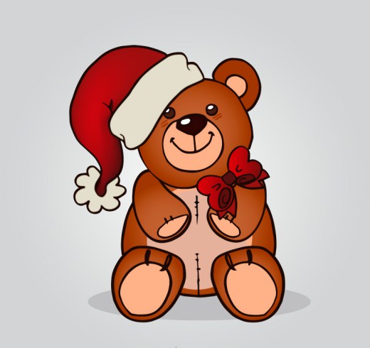 戴圣诞帽的玩具熊矢量素材素材中国网精选