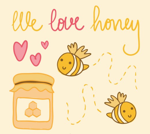 可爱蜜蜂与蜂蜜背景矢量素材16图库网精选