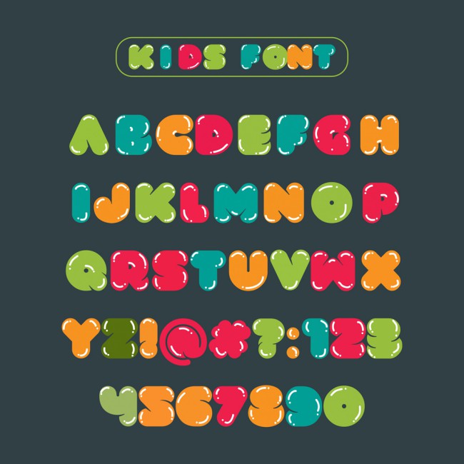 26款彩色儿童英文字母和15款数字符号矢量图普贤居素材网精选