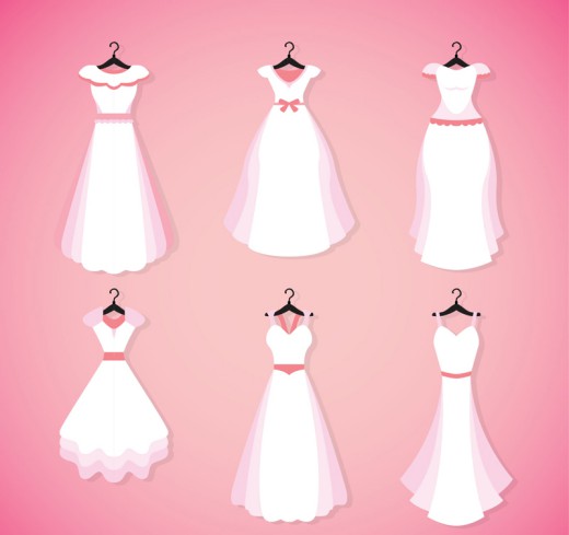 6款白色婚纱设计矢量素材普贤居素材网精选