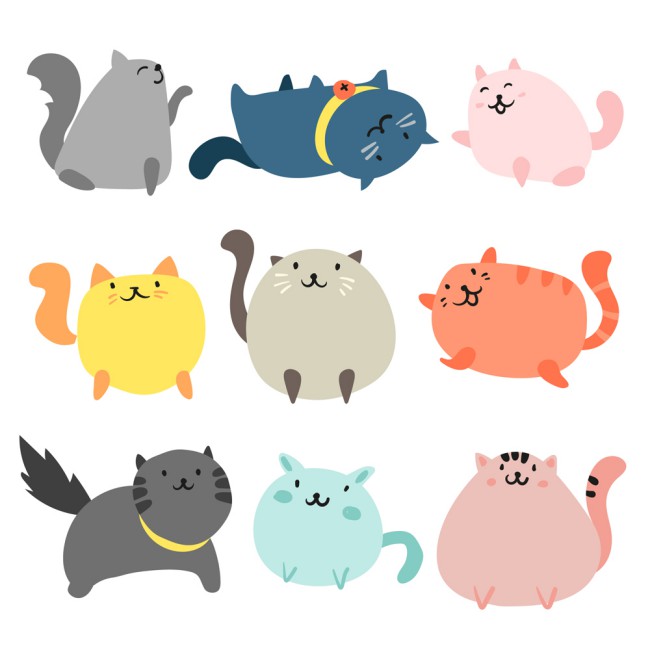 9款卡通彩色猫咪矢量素材16图库网精选