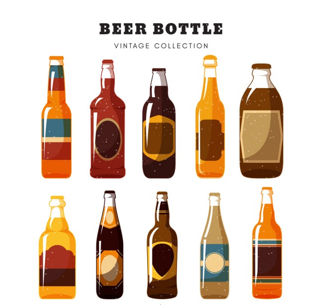 10款彩绘瓶装啤酒矢量素材16素材网精选