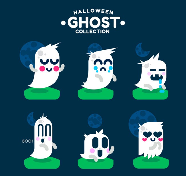 6款可爱卡通幽灵设计矢量图普贤居素材网精选