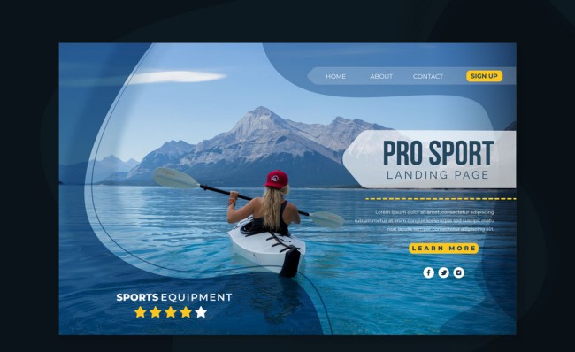 创意皮划艇女子体育网站登陆页矢量