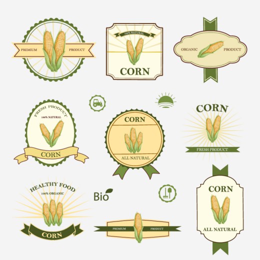 9款玉米产品标签矢量图素材中国网