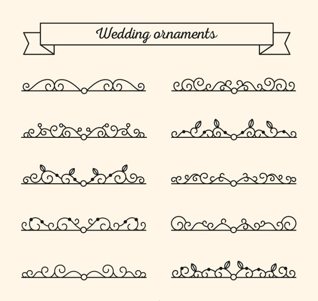 10款简洁黑色婚礼花边矢量素材16素材网精选