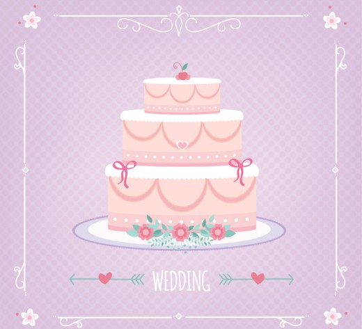 粉色婚礼蛋糕矢量素材16设计网精选
