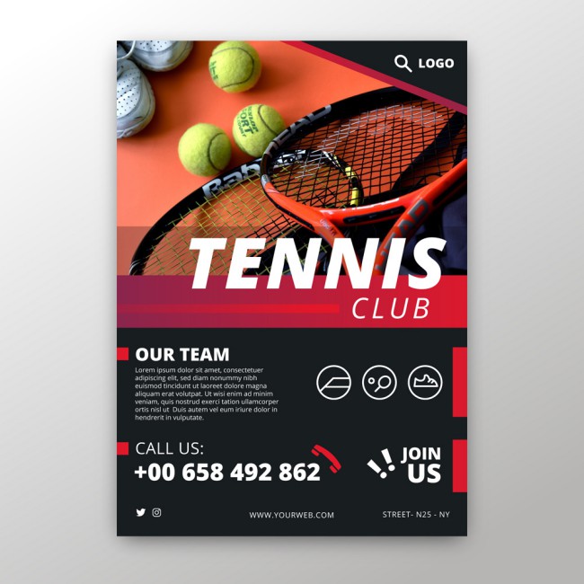 创意网球俱乐部传单矢量素材16图库网精选
