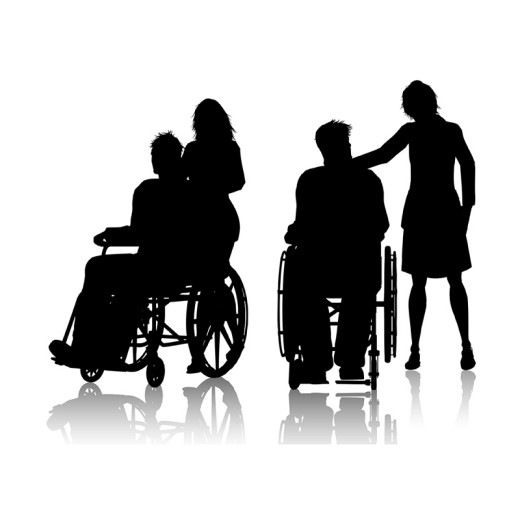 2组坐轮椅的人物与护理者剪影矢量图16图库网精选