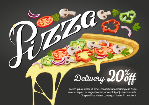 美味三角披萨折扣促销海报矢量图16设计网精选