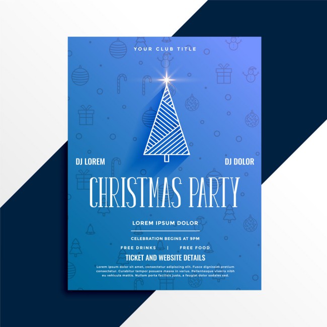 精致蓝色圣诞树派对海报矢量素材16素材网精选
