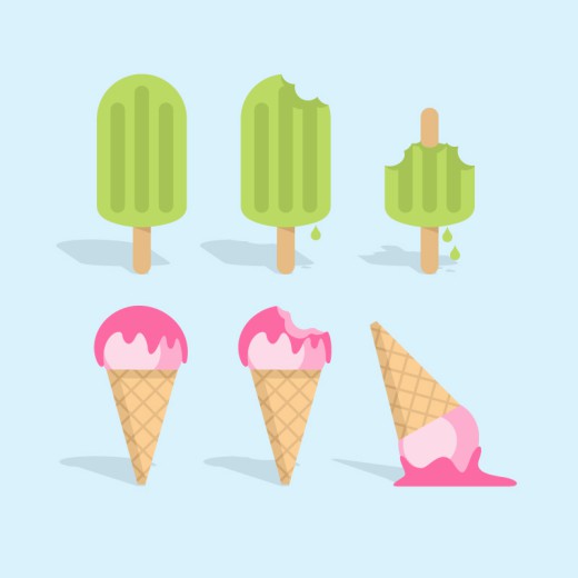 夏季雪糕和冰淇淋矢量素材普贤居素材网精选