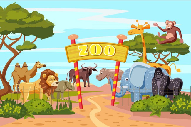 卡通动物园大门设计矢量素材16素材网精选