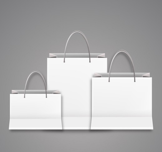 3个白色购物袋矢量素材16设计网精
