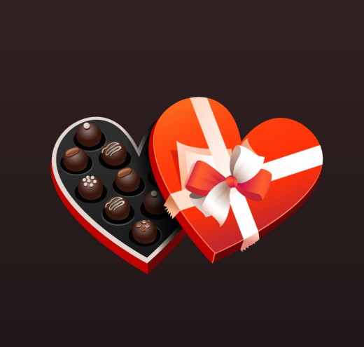 巧克力爱心礼盒矢量素材素材中国网