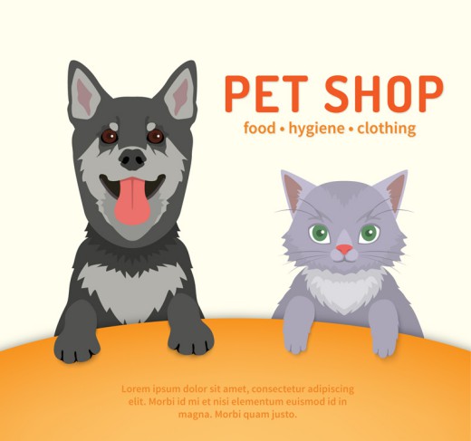 可爱宠物商店海报矢量素材16设计网