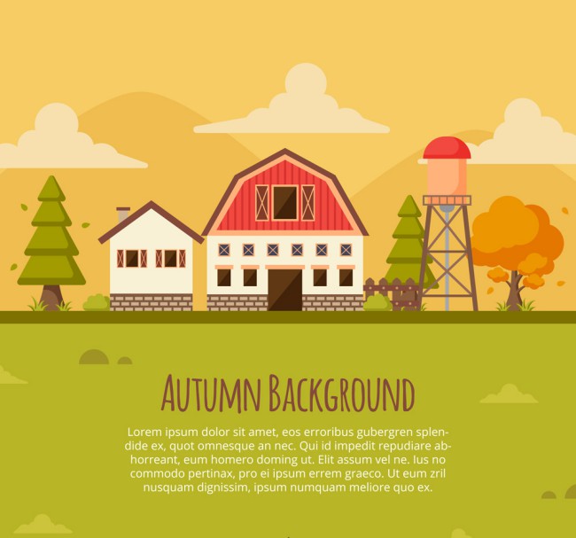 创意秋季农场风景矢量素材16设计网精选