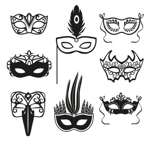 8款黑色面具设计矢量图普贤居素材网精选