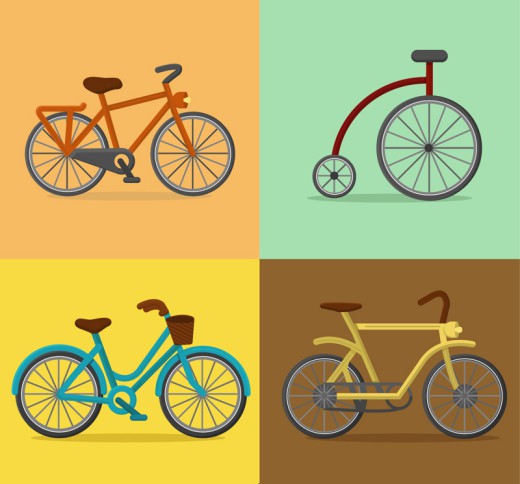 4款彩色自行车设计矢量素材16素材网精选