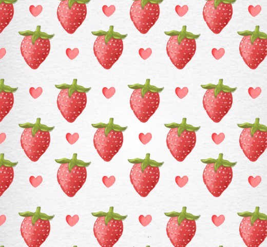 水彩绘草莓无缝背景矢量素材普贤居素材网精选