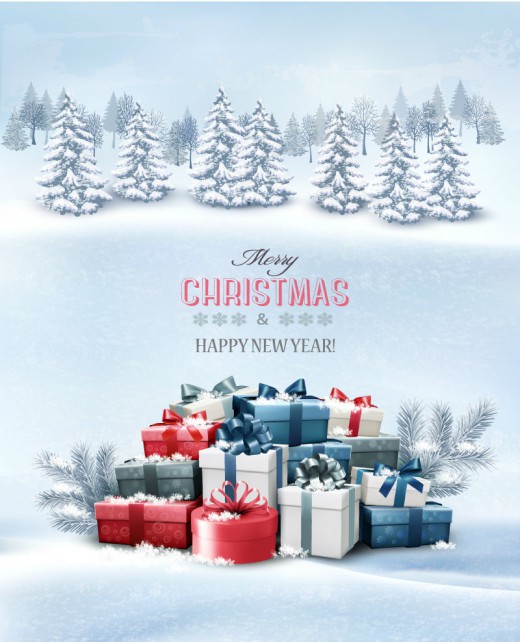 圣诞节雪中礼盒贺卡矢量素材素材中国网精选