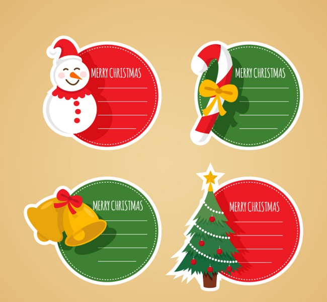 4款创意圣诞节空白留言标签矢量图普贤居素材网精选