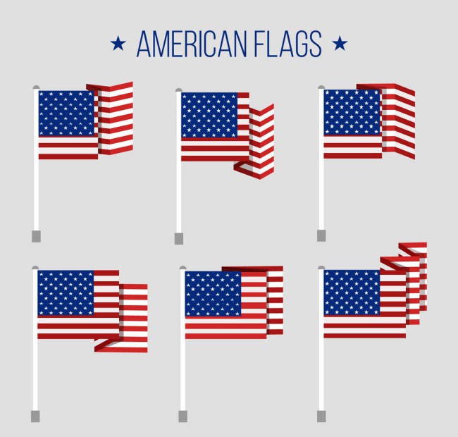 6款创意美国国旗矢量素材普贤居素材网精选