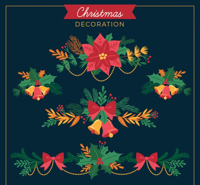 5款彩绘圣诞植物装饰物矢量图16图库网精选