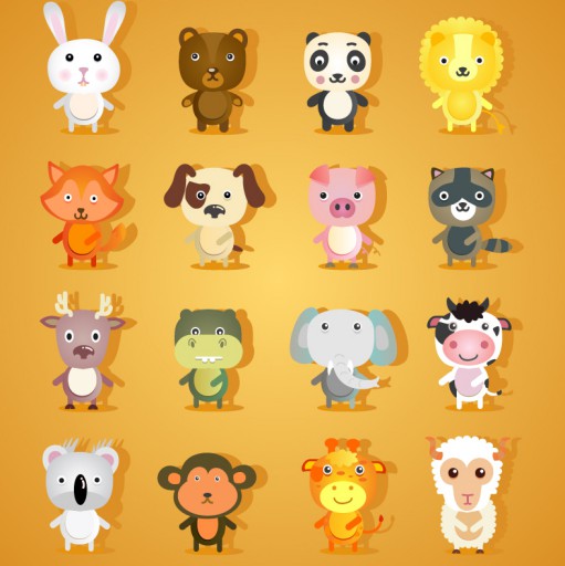 16款可爱卡通动物矢量素材素材中国网精选