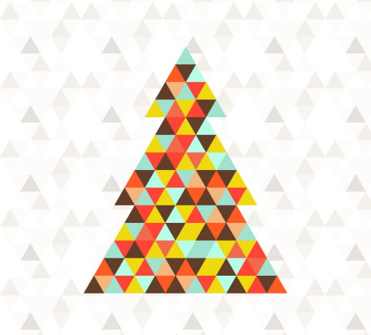 缤纷三角格纹圣诞树矢量素材16素材网精选