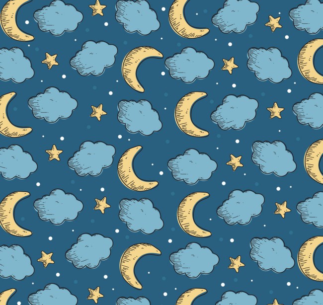 彩绘云朵和月亮无缝背景矢量图16图库网精选