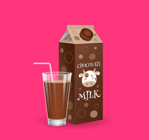 美味巧克力牛奶和玻璃杯矢量素材普贤居素材网精选
