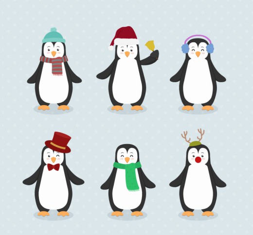 6款可爱卡通企鹅矢量素材素材中国