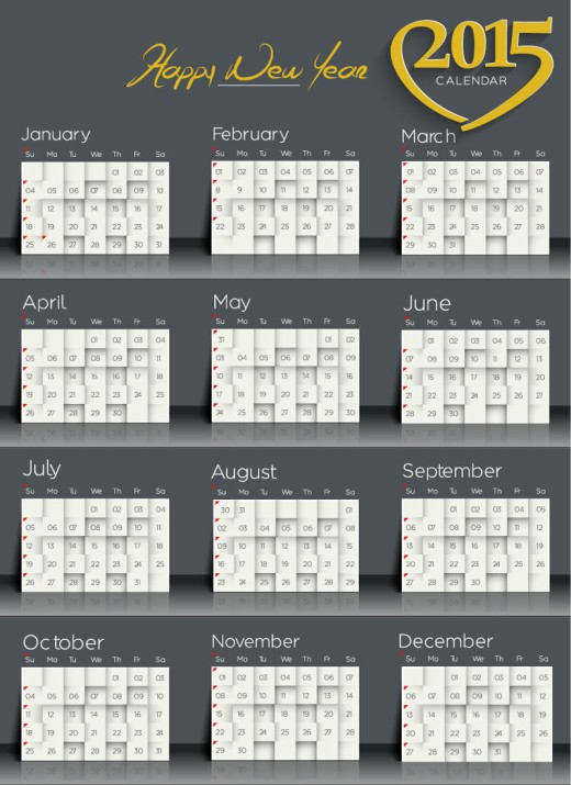 2015灰色年历设计矢量素材16图库网精选