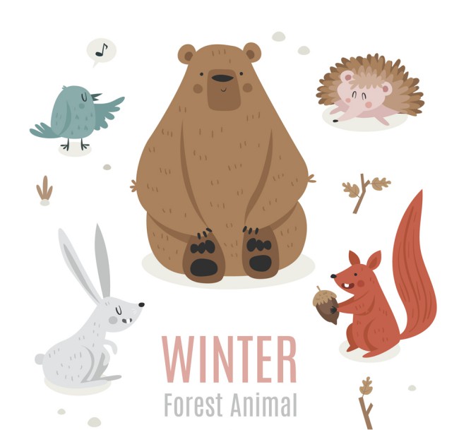 5款可爱冬季森林动物矢量素材素材中国网精选