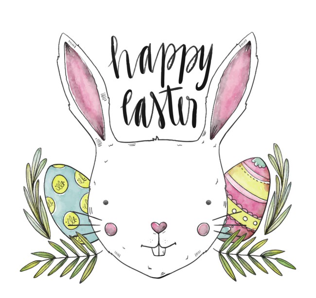 彩绘复活节白兔和彩蛋矢量图16图库网精选