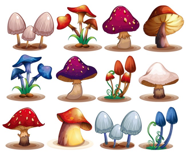 12款卡通蘑菇设计矢量素材16图库网精选
