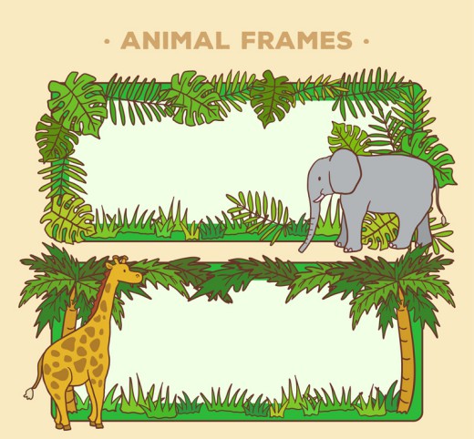 2款创意野生动物空白框架矢量素材16图库网精选