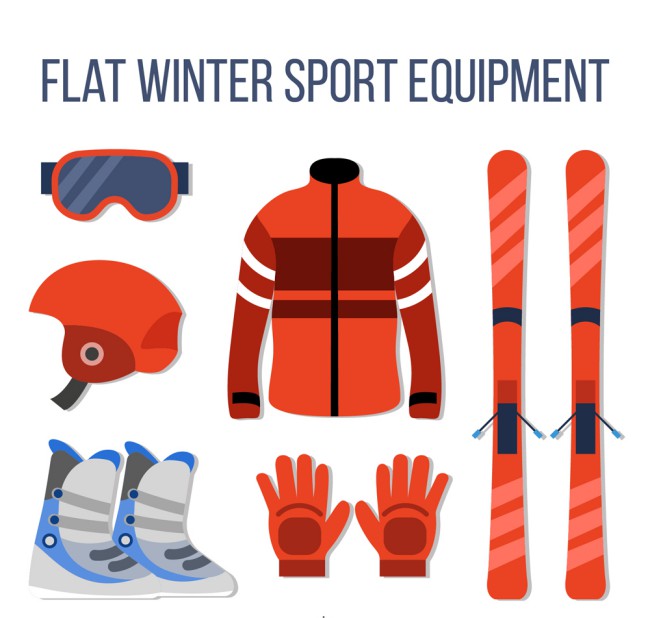 6款时尚双板滑雪装备矢量素材16图库网精选