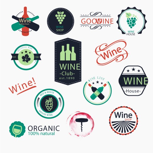 11款彩色葡萄酒标签矢量素材16设计网精选