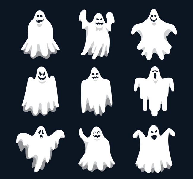 9款白色恐怖幽灵矢量素材16图库网精选