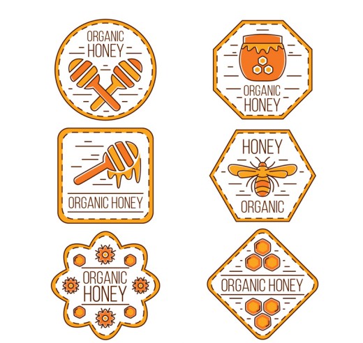 6款手绘有机蜂蜜标签矢量素材16设计网精选