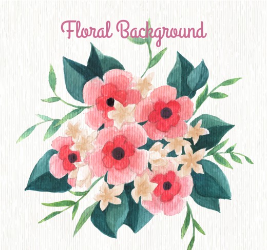 粉色水彩绘花束矢量素材16图库网精选