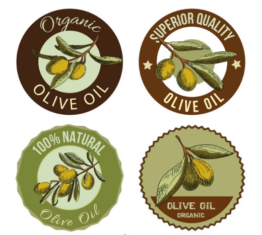 4款复古橄榄油标签矢量素材素材中
